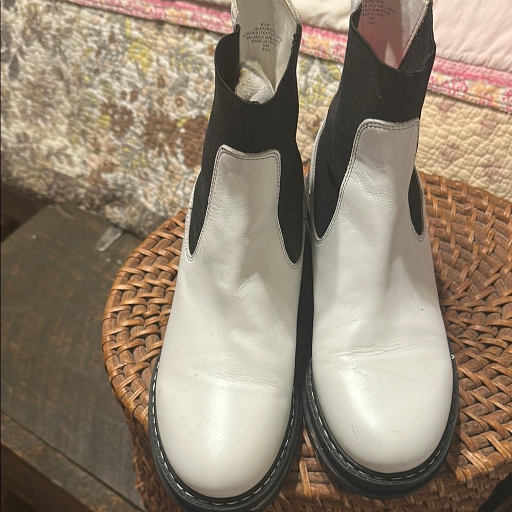 Marc Fisher White and Black Combat Boots